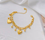 Anti-Tarnish Heart Charm Duo Bracelet
