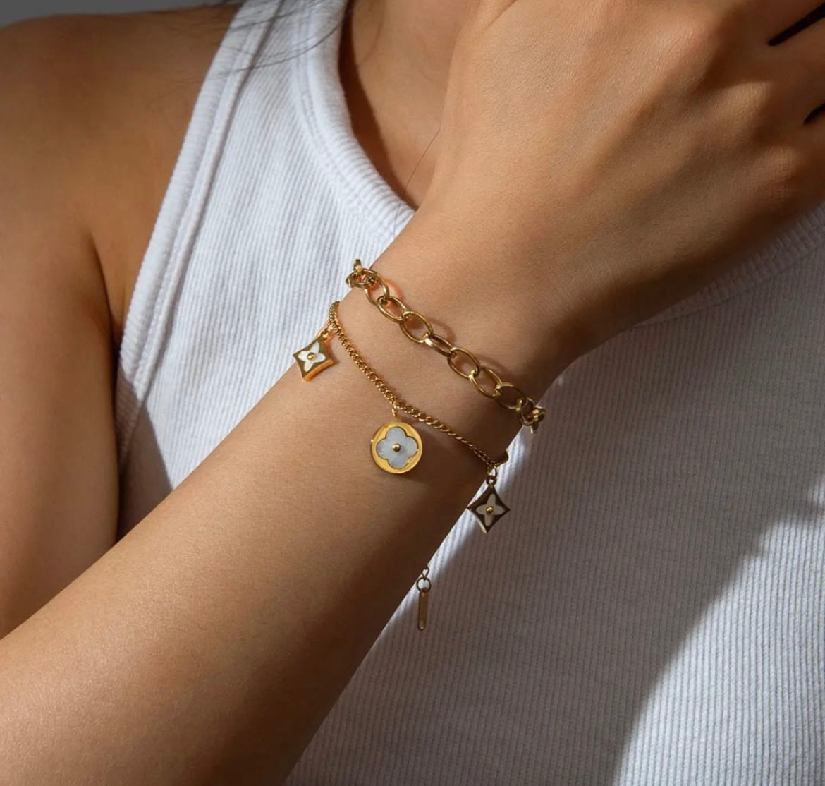 Clover Charm Double Layer Bracelet