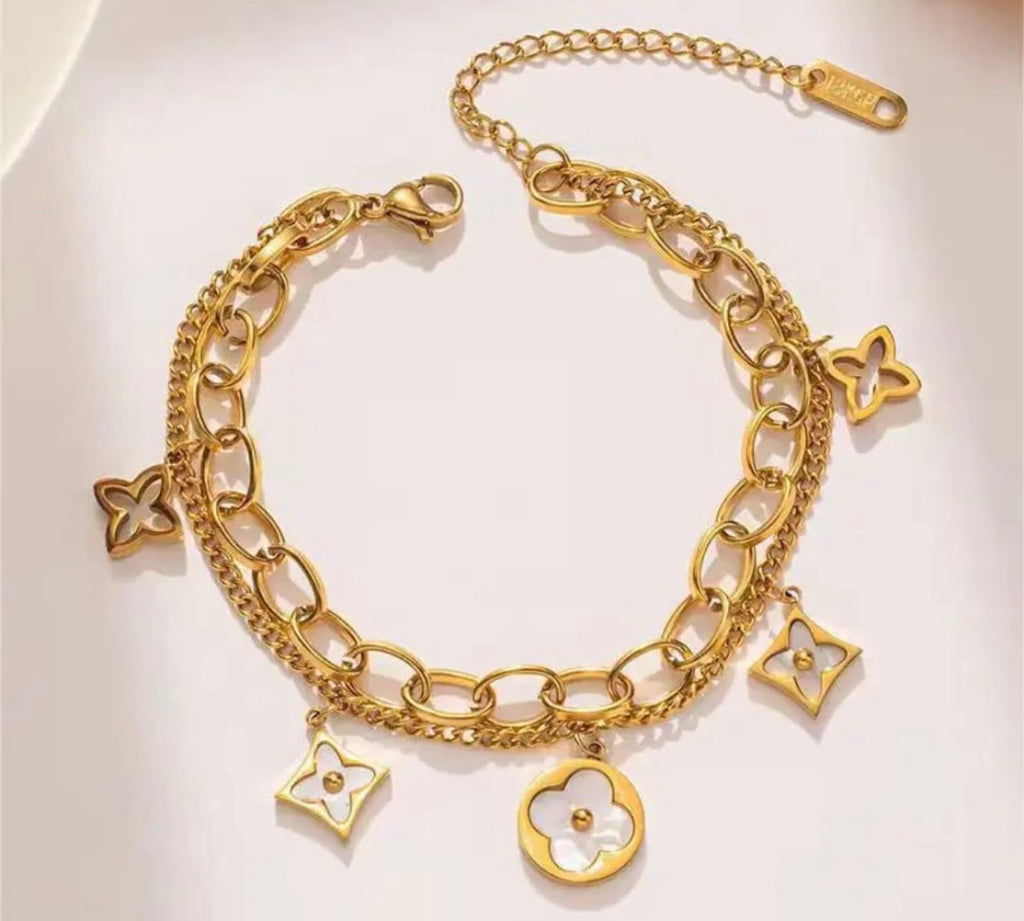 Clover Charm Double Layer Bracelet
